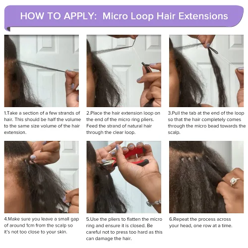 Miniatura 7 de Niawigs - Extensiones de cabello humano afro rizado microlink para mujeres negras, extensiones de cabello humano rizado 4C, extensiones de cabello