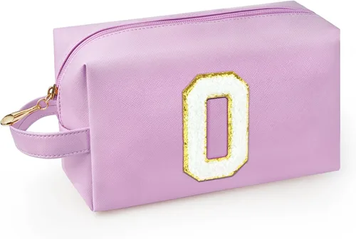 Miniatura 17 de Bolsa de maquillaje personalizada con inicial con asa, bolsa de cosméticos de preparación con bolsillo interior con cremallera, 8, 9, 10, 11, 12
