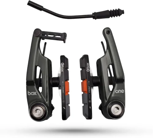 Miniatura 7 de Box Frenos en V BMX de gran tamaño de 85 o 4.252 in con pivotes de rodamiento sellados, fideos de cable flexible, brazos forjados en frío y perno