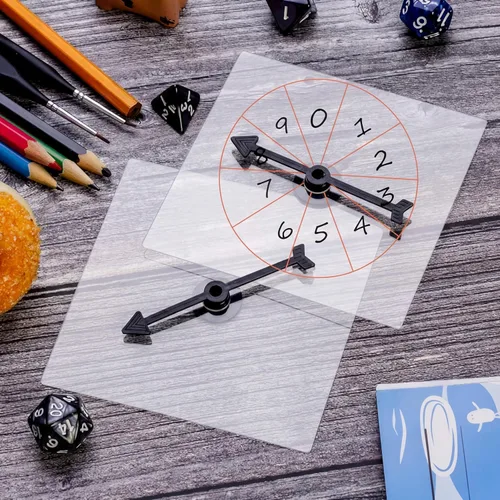 Miniatura 5 de Gejoy Paquete de 10 hilanderos transparentes a granel para el aula, juego de matemáticas de borrado en seco con flecha giratoria (negro)