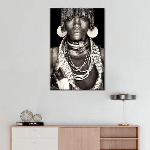 Miniatura 3 de Decoraciones de sala de estar, cuadro de mujer africana negra, pintura de retrato de mujer sobre lienzo, obra de arte moderna, decoración del hogar