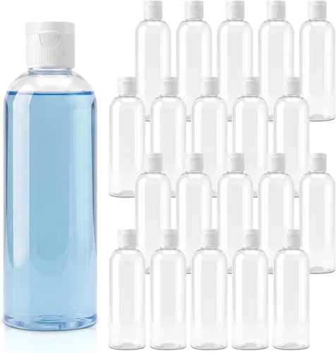 Miniatura 9 de TRENDBOX Botellas transparentes de 8 oz/8.5 fl oz con tapa abatible, recipientes de viaje sin BPA para champús, lociones y aceites de masaje, Blanco