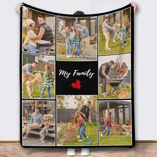 Miniatura 45 de Mantas de fotos, 5 fotos, mantas y mantas personalizadas, manta de fotos personalizada, regalos para familiares, amigos, hombres, mujeres y niños