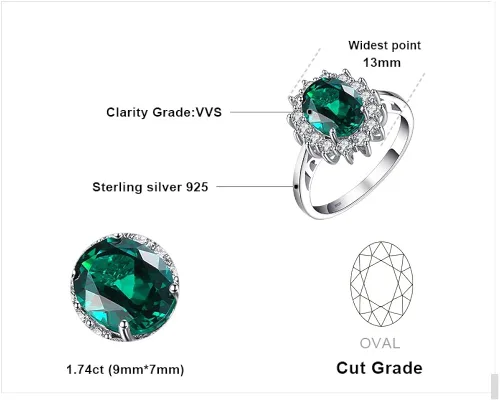 Miniatura 2 de JewelryPalace Princess Diana Kate Middleton Class Gemstone Birthstone Sapphire Halo Engagement Rings for Women, Anniversary 14K White Yellow Rose