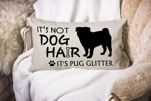 Miniatura 3 de It's Not Dog Hair It's Pug Glitter Throw Fundas de almohada, regalos para amantes de perros, regalo de propietario de cachorros, regalo para amantes