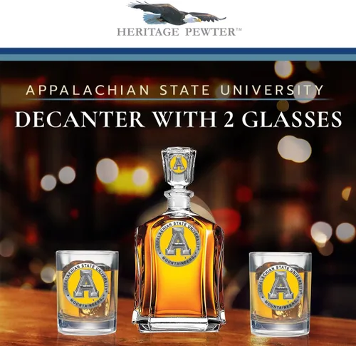 Miniatura 3 de Heritage Pewter Juego de decantador Appalachian State con 2 vasos combinados, vertedor de 24 onzas con 2 vasos dobles antiguos, vidrio de peltre