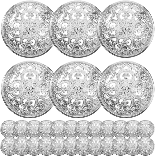 Miniatura 15 de Milisten 30 botones planos redondos de metal, abrigos, chaquetas, camisas, trajes, pantalones botones para costura artesanal (plata, 0.98 pulgadas)