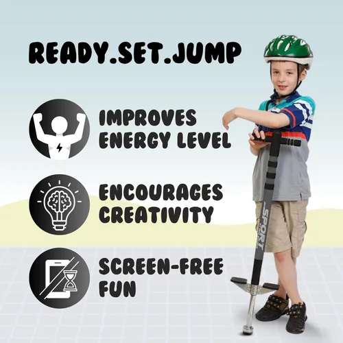 Miniatura 6 de New Bounce - Palo saltarín para niños – Palos saltarines, 40 a 80 libras – Edición deportiva, calidad, fácil agarre, palo saltarín para horas