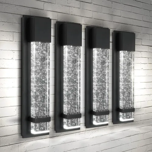 Miniatura 21 de ASD Lámpara de pared LED de vidrio burbuja de 24 pulgadas, aplique texturizado para exteriores e interiores 3CCT, impermeable, regulable, Negro