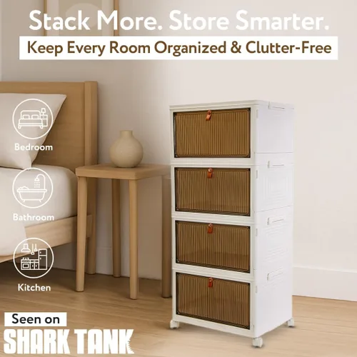 Miniatura 3 de Quik Box Sport - Organizador de almacenamiento apilable de 4 niveles, contenedores plegables de capacidad de 24 galones con puertas magnéticas