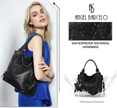 Miniatura 5 de Angel Barcelo - Bolsa de mano grande de piel suave con correa para el hombro para mujer