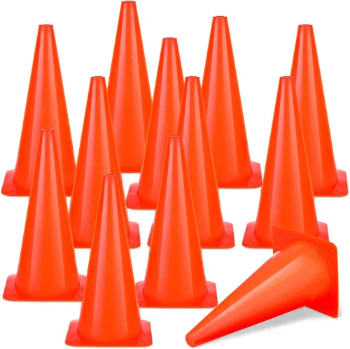Miniatura 7 de Reginary 12 conos de tráfico de 15 pulgadas, seguridad vial, conos de plástico para estacionamiento, entrenamiento de conducción, entrenamiento