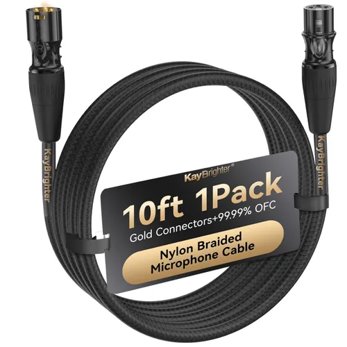 Miniatura 13 de XLR Cables de 3.3 pies, cable de micrófono profesional sin ruido, conectores dorados Rean-Neutrik, cable de micrófono equilibrado, 99.99% OFC, cable