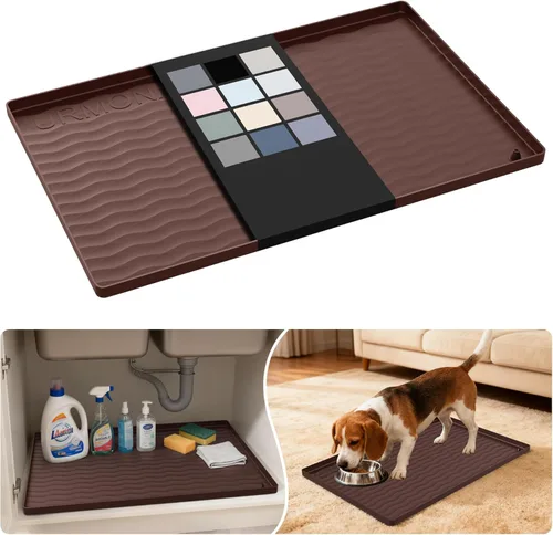 Miniatura 115 de URMONA Tapete de silicona impermeable para debajo del fregadero, 34 x 22 pulgadas, forro para estante de cocina y baño, protector de gabinetes