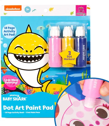 Horizon Group USA Baby Shark Dot - Bloc de arte y marcadores, bloc de pintura de actividades encuadernadas en espiral, dabbers aptos para viajes,