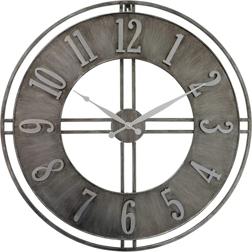 Miniatura 7 de WHW Whole House Worlds Reloj moderno de granja, marco negro, números blancos, acabado envejecido, metal, MDF, movimiento de cuarzo, 23.5 pulgadas