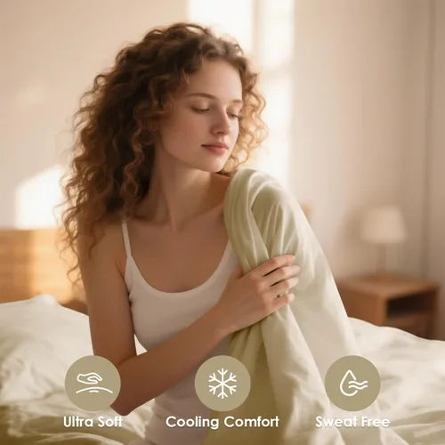 Miniatura 3 de CozySmile Juego de sábanas transpirables y refrescantes, sábanas de lujo de 4 piezas con bolsillo profundo para cama de tamaño matrimonial, se Beige