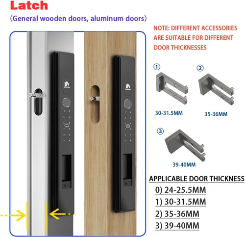 Miniatura 7 de WINFREE Cerradura inteligente para puertas correderas y ventanas Entrada 5 en 1: huella digital, contraseña, tarjeta, llave, aplicación Batería
