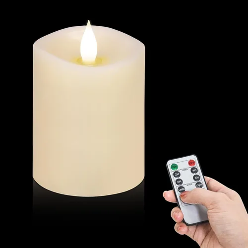 Miniatura 14 de Velas sin llama de 3 x 3 que funcionan con pilas con temporizador remoto, duran 600 horas, velas de batería parpadeantes, velas LED eléctricas
