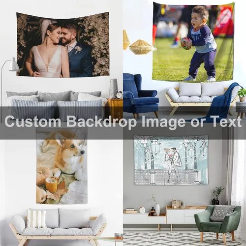 Miniatura 4 de OHORTEB Tapiz vertical personalizado con foto y nombre, colgante de pared personalizado para bodas, cumpleaños, día del padre, día de la madre