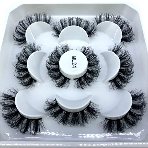 Miniatura 41 de 5 pares de pestañas postizas de visón 3D de 0.98 pulgadas a granel, con caja personalizada, pestañas postizas naturales finas al por mayor (ML-07)