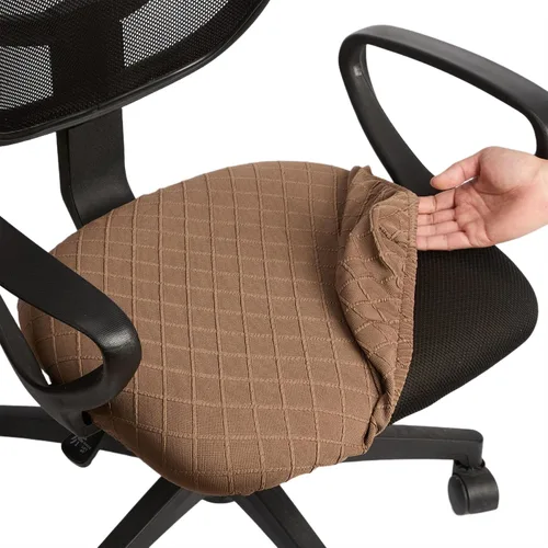 Miniatura 15 de Melaluxe Funda para silla de oficina de jacquard elástico, extraíble y lavable, funda de asiento giratoria para silla de escritorio, color negro