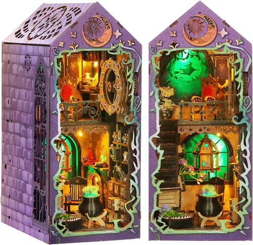 Kits de rincón de libros para adultos, rompecabezas 3D de bricolaje de casa de magos mágicos | Kit de decoración de estantería de libros | Regalos