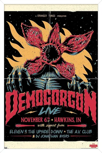 Miniatura 13 de Netflix Stranger Things - Póster de pared en vivo Demogorgon, 22.4 pulgadas de largo x 14.7 pulgadas de ancho, versión enmarcada de madera de granero