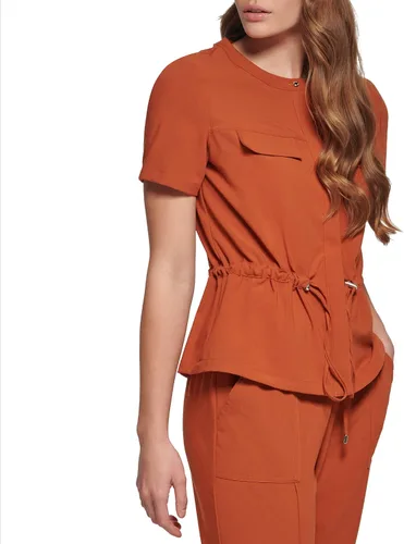 Miniatura 3 de Calvin Klein Missy - Camisa de manga corta con cintura fruncida para mujer