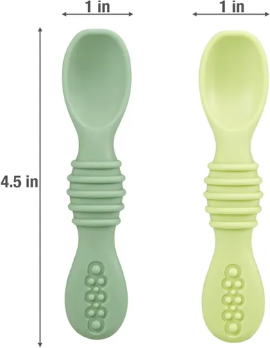 Miniatura 3 de PandaEar Paquete de 6 cucharas de silicona para bebé, utensilios de autoalimentación de 6 a 12 meses, cucharas para bebés de primera etapa