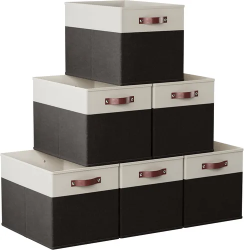 Miniatura 14 de Ornavo Home Cubos de Almacenamiento de 11 x 11 Pulgadas, Contenedores de Almacenamiento de Tela Plegables y Colapsables, Caja Organizadora de Cubo
