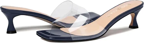 Miniatura 6 de MODENCOCO Sandalias de tacón bajo con puntera abierta para mujer, estilo casual, con patente transparente, de 2 pulgadas