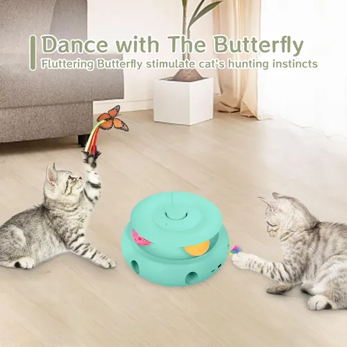 Miniatura 6 de Juguetes para gatos, juguetes interactivos 3 en 1 para gatos de interior, juguete interactivo automático recargable con mariposa aleteante, sensor
