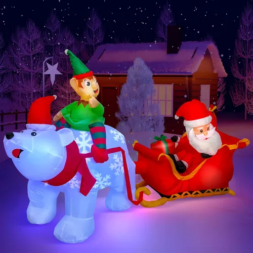 Miniatura 6 de Max Fun - Decoración inflable de Navidad de 2.9 m, Papá Noel en trineo con luces LED integradas, para uso en interiores y exteriores, jardín, césped