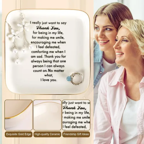 Miniatura 4 de PUDDING CABIN - Plato para anillos para regalo de agradecimiento para mujeres, madres, maestras, compañeras de trabajo con el mensaje "Thank You for