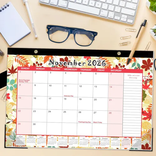 Miniatura 5 de GuassLee Calendario de escritorio 2026-2027, Calendario de escritorio con páginas mensuales de 17 x 11.5 pulgadas, desde enero de 2026 hasta junio