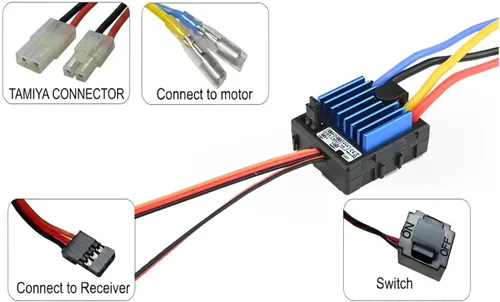 Miniatura 3 de Impermeable cepillado 60A ESC controlador electrónico de velocidad para 1/10 Traxxas HPI Redcat Tamiya RC Camión, Buggy, Camión de Camión Corto