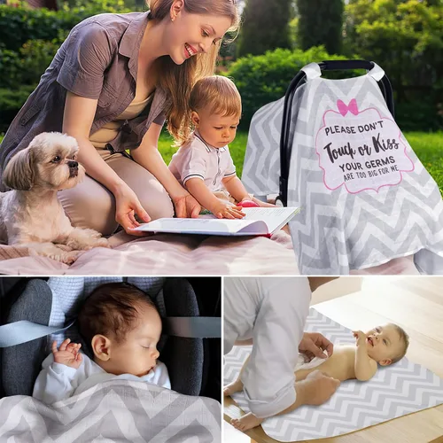 Miniatura 6 de Metplus Funda de muselina para asiento de coche para bebés, funda transpirable para asiento de coche infantil, funda ligera para portabebés