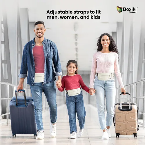 Miniatura 5 de Boxiki Travel - Cinturón de dinero para viajes para hombres y mujeres oculto, cinturón de dinero con bloqueo RFID y bolsa de cintura segura