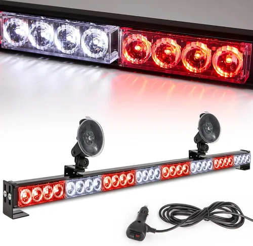 Miniatura 9 de Barra de Luz Estroboscópica de Emergencia Blanca/Verde de 36 pulgadas, 13 Patrones de Destello, Asesor de Tráfico, Advertencia de Peligro, Barra