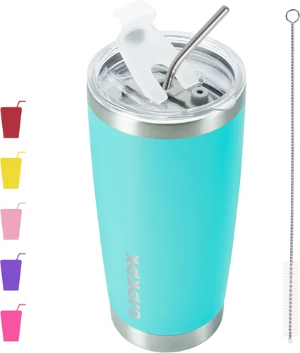 Miniatura 32 de BJPKPK - Vaso de 30 onzas con tapa y pajilla, de acero inoxidable con aislamiento de doble pared al vacío, color azul marino A-Azul Marino-30oz