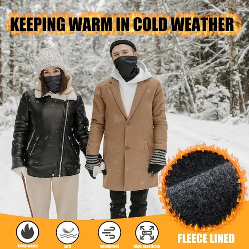 Miniatura 2 de Paquete de 2 calentadores de cuello de invierno y máscara facial de esquí para hombres y mujeres, polaina de cuello de forro polar para clima frío