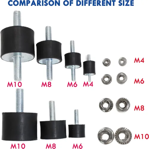 Miniatura 5 de 4 piezas M8 30 x 20 mm soportes de aislante de goma con un solo perno amortiguador con 4 piezas de tuercas de seguridad, soportes de aislamiento