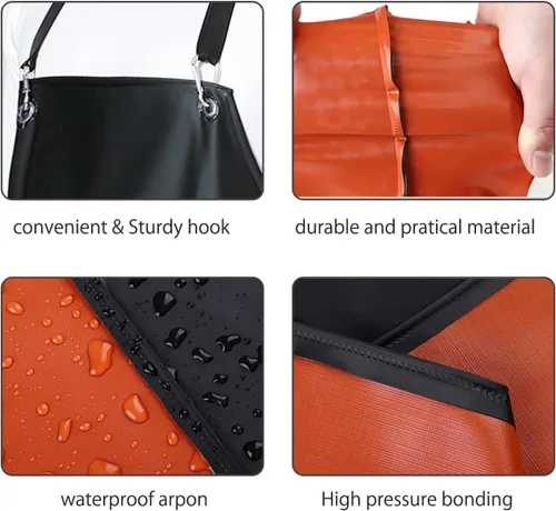 Miniatura 4 de Delantal impermeable de vinilo de goma, 43' para lavavajillas/cocina, resistente a químicos MD006-Negrorojo Rojo- negro