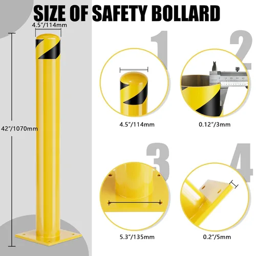 Miniatura 2 de Bolardos de seguridad, poste de bolardo de acero, poste de barrera de estacionamiento de seguridad con recubrimiento de polvo amarillo para áreas