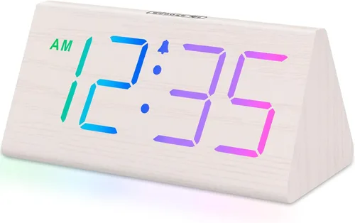 Miniatura 8 de DreamSky Wooden Digital Alarm Clocks for Bedrooms - Electric Desk Clock with Large Numbers, USB Port, Loud Alarm for Heavy Sleepers, Adjustable