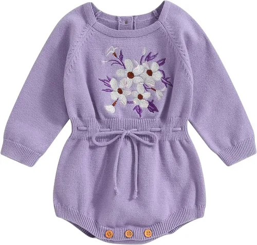 Miniatura 8 de ZAXARRA Suéter de bebé niña mameluco suéter de punto bordado flor sudadera mameluco ropa de otoño infantil
