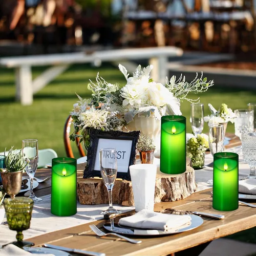 Miniatura 4 de NURADA Velas parpadeantes sin llama de 3 x 6 pulgadas Velas LED de vidrio irrompible con pilar Velas de acrílico con control remoto y temporizador