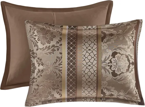 Miniatura 13 de Madison Park Bellagio - Juego de edredón acogedor, lujoso diseño tradicional de damasco jaquard, ropa de cama alternativa para todas las estaciones