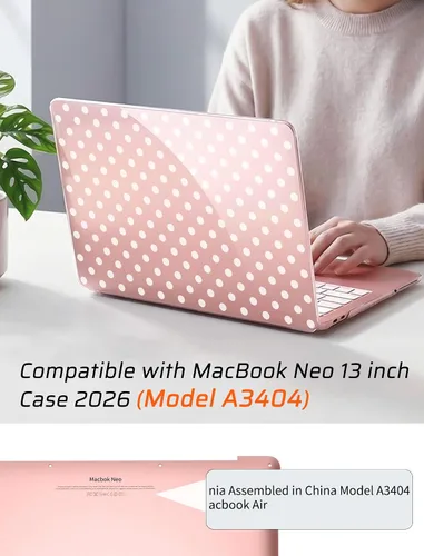 Miniatura 3 de Seorsok Funda compatible con MacBook Neo de 13 pulgadas, modelo A3404 de versión 2026 con chip A18 Pro, funda rígida de plástico transparente